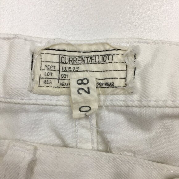 CURRENT ELLIOTT Sugar Wash The Boyfriend Roll Short Cuffed Raw Hem Denim Shorts - Picture 2 of 13